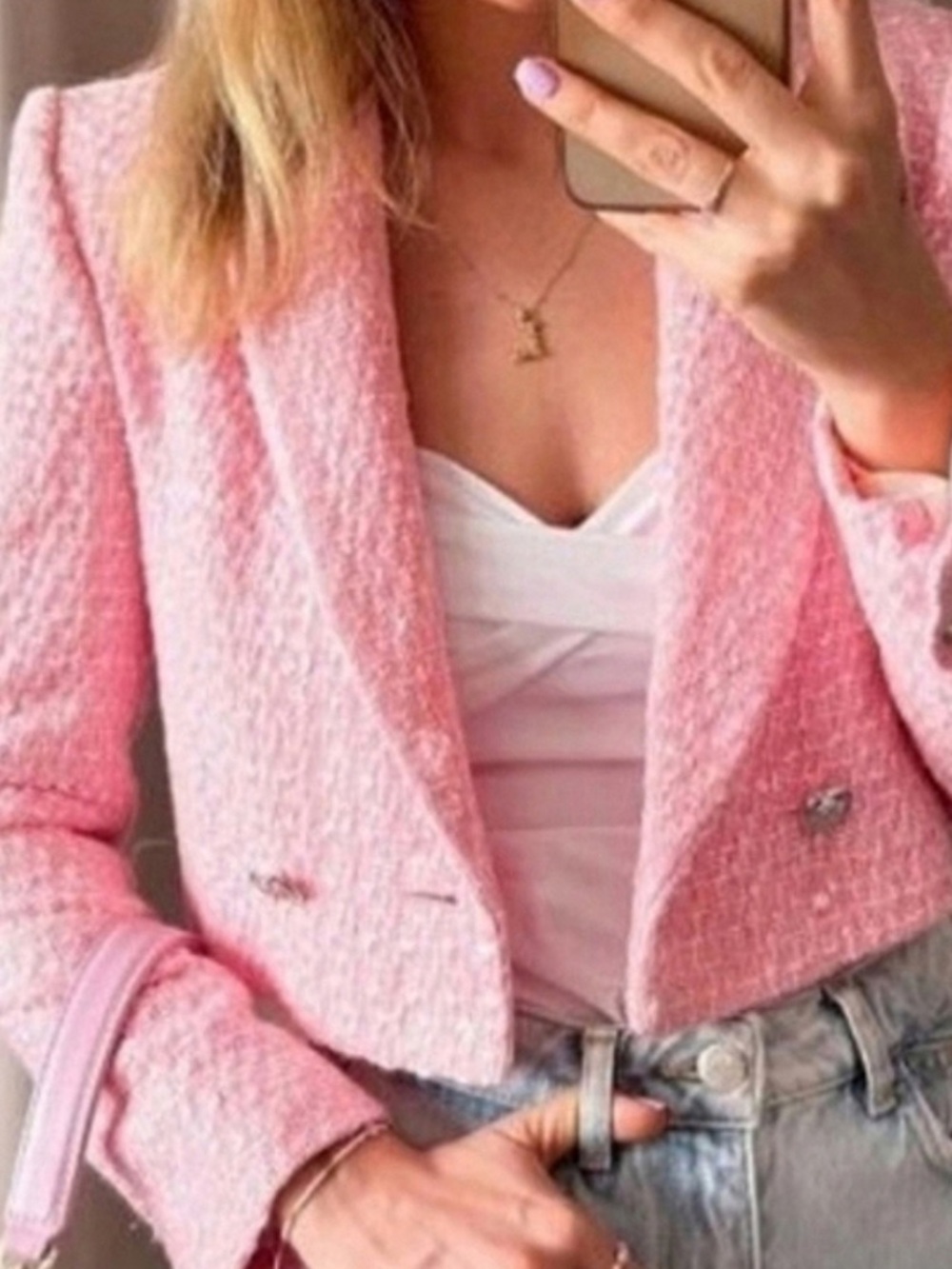 Zara bloggers favorite tweed textured blazer